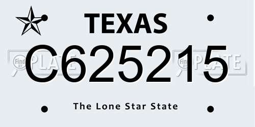 C625215 Texas License Plate