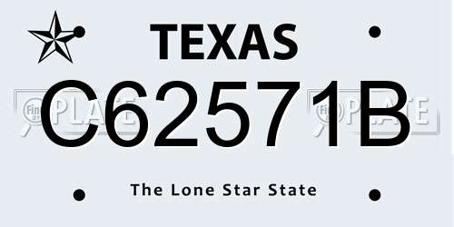 C62571B Texas License Plate
