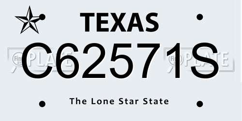 C62571S Texas License Plate