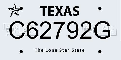 C62792G Texas License Plate