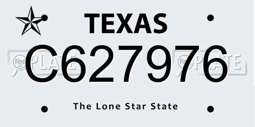 C627976 Texas License Plate