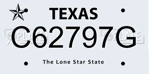 C62797G Texas License Plate
