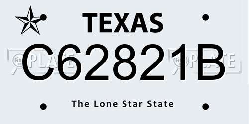 C62821B Texas License Plate