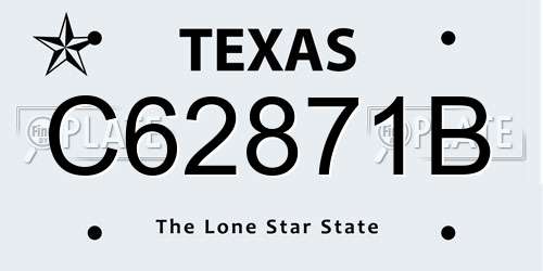 C62871B Texas License Plate