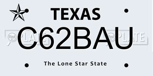 C62BAU Texas License Plate