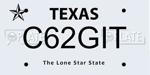 C62GIT Texas License Plate