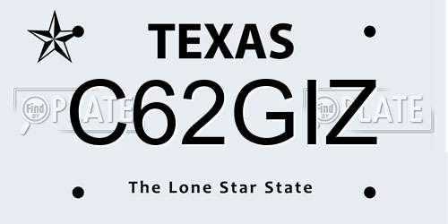C62GIZ Texas License Plate