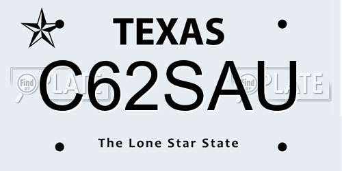 C62SAU Texas License Plate