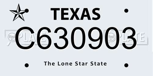 C630903 Texas License Plate