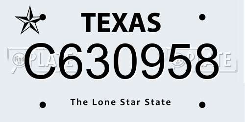 C630958 Texas License Plate