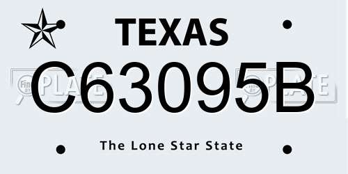 C63095B Texas License Plate