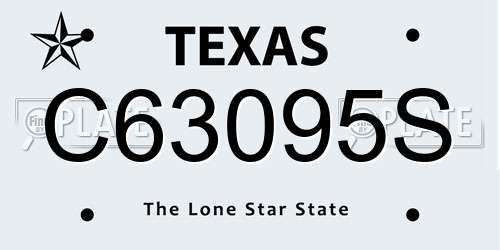 C63095S Texas License Plate