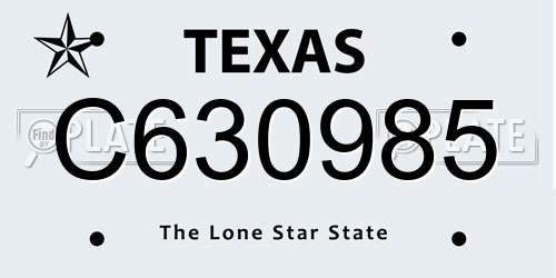 C630985 Texas License Plate