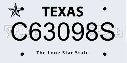 C63098S Texas License Plate