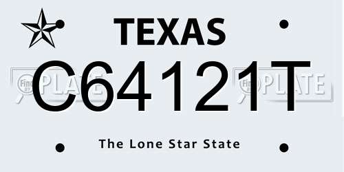 C64121T Texas License Plate