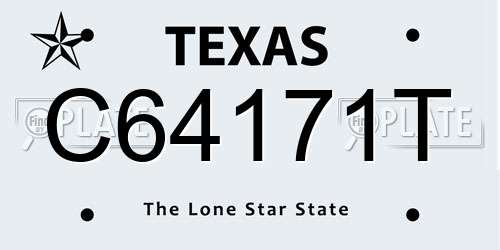 C64171T Texas License Plate