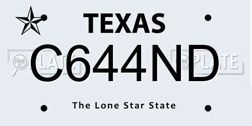 C644ND Texas License Plate