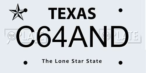 C64AND Texas License Plate