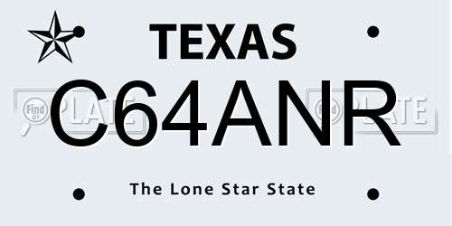 C64ANR Texas License Plate