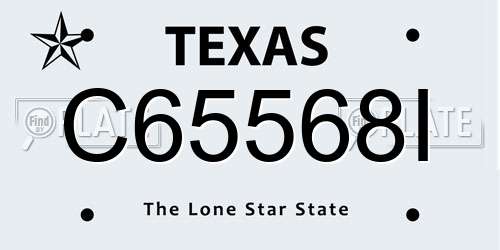 C65568I Texas License Plate