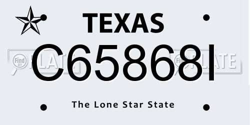 C65868I Texas License Plate