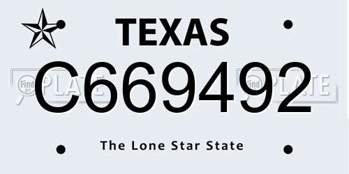 C669492 Texas License Plate