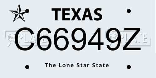 C66949Z Texas License Plate