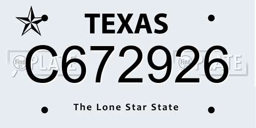 C672926 Texas License Plate