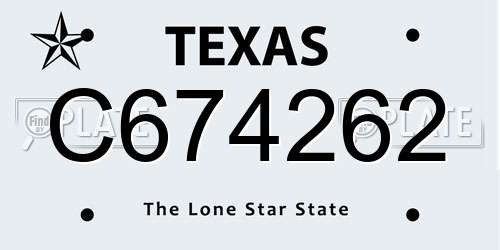 C674262 Texas License Plate
