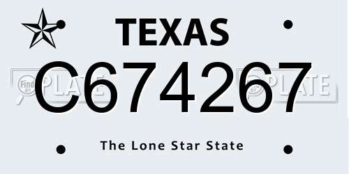 C674267 Texas License Plate