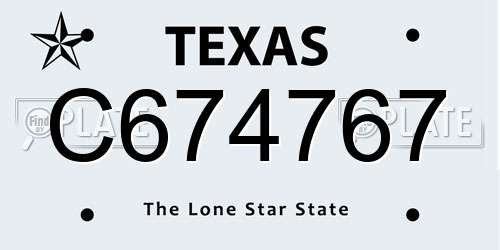 C674767 Texas License Plate