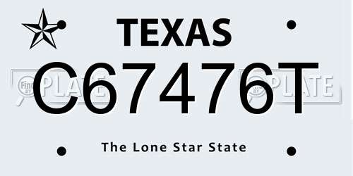 C67476T Texas License Plate