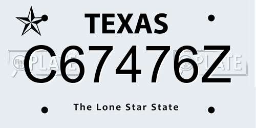 C67476Z Texas License Plate