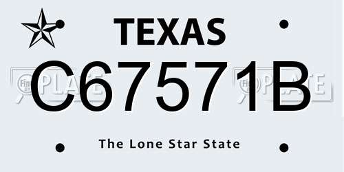 C67571B Texas License Plate