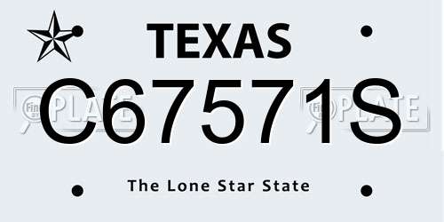 C67571S Texas License Plate