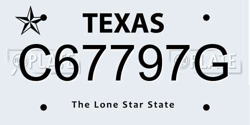 C67797G Texas License Plate