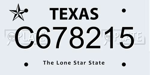 C678215 Texas License Plate