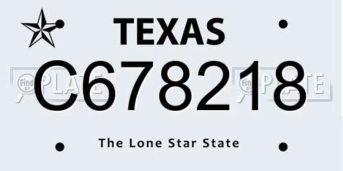 C678218 Texas License Plate