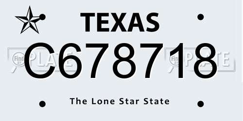 C678718 Texas License Plate