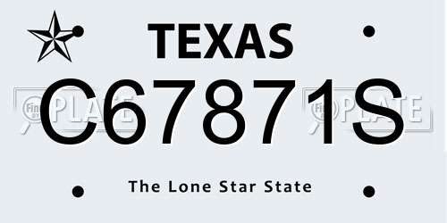 C67871S Texas License Plate