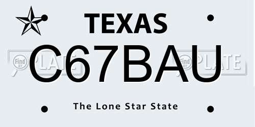 C67BAU Texas License Plate