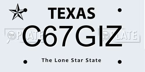 C67GIZ Texas License Plate
