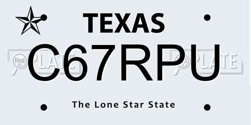 C67RPU Texas License Plate