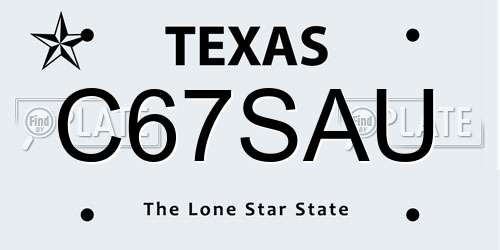 C67SAU Texas License Plate