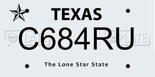 C684RU Texas License Plate