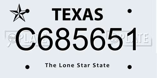 C685651 Texas License Plate