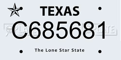 C685681 Texas License Plate