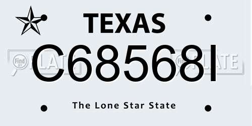 C68568I Texas License Plate