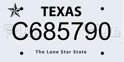 C685790 Texas License Plate