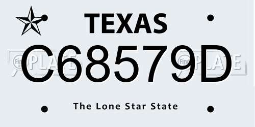 C68579D Texas License Plate